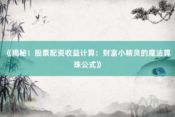 《揭秘！股票配资收益计算：财富小精灵的魔法算珠公式》