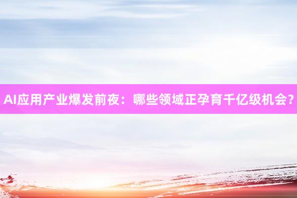 AI应用产业爆发前夜：哪些领域正孕育千亿级机会？