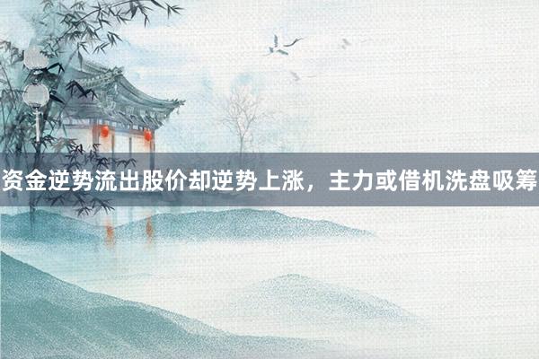 资金逆势流出股价却逆势上涨，主力或借机洗盘吸筹