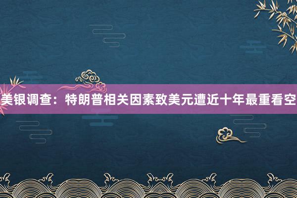 美银调查：特朗普相关因素致美元遭近十年最重看空