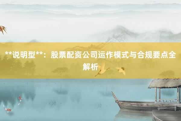 **说明型**:股票配资公司运作模式与合规要点全解析