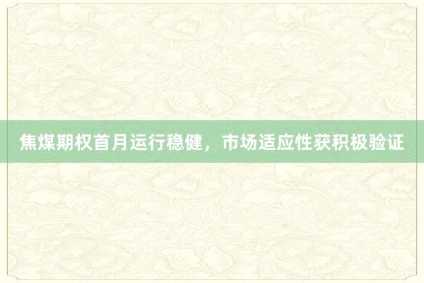 焦煤期权首月运行稳健，市场适应性获积极验证