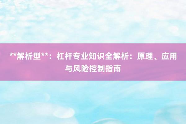 **解析型**：杠杆专业知识全解析：原理、应用与风险控制指南