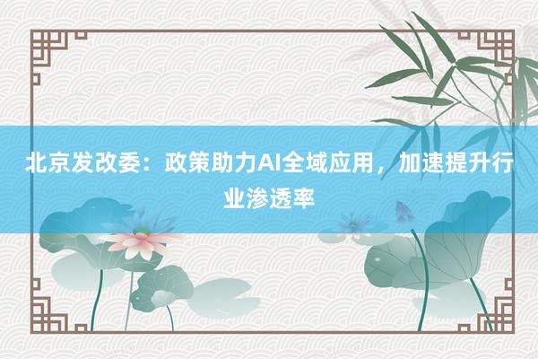 北京发改委：政策助力AI全域应用，加速提升行业渗透率