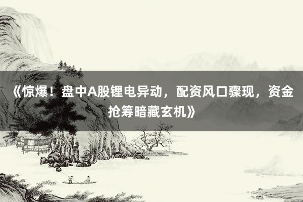 《惊爆!盘中A股锂电异动,配资风口骤现,资金抢筹暗藏玄机》