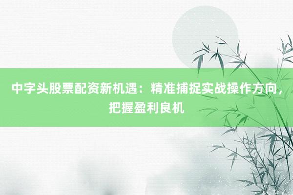 中字头股票配资新机遇：精准捕捉实战操作方向，把握盈利良机