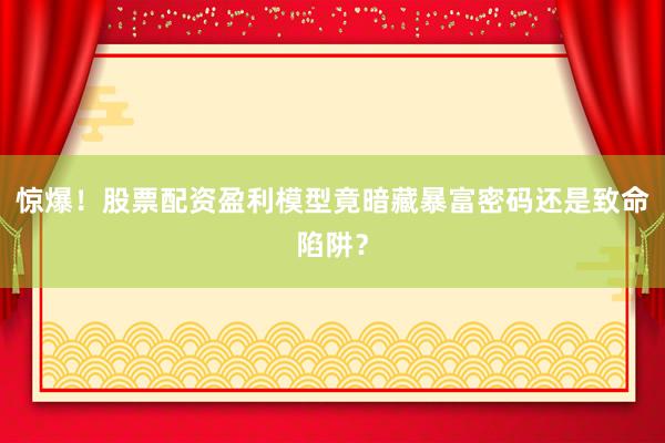 惊爆！股票配资盈利模型竟暗藏暴富密码还是致命陷阱？