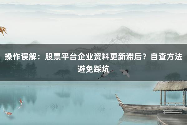 操作误解：股票平台企业资料更新滞后？自查方法避免踩坑