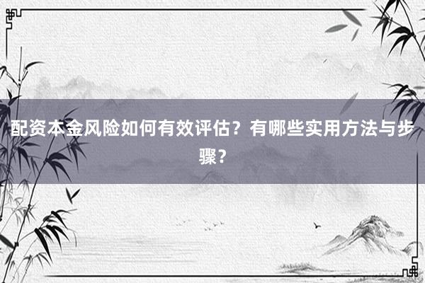 配资本金风险如何有效评估？有哪些实用方法与步骤？